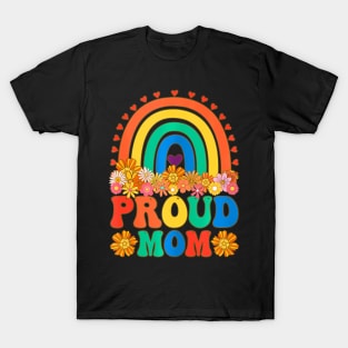 Proud Mom Groovy LGBTQ Mom T-Shirt